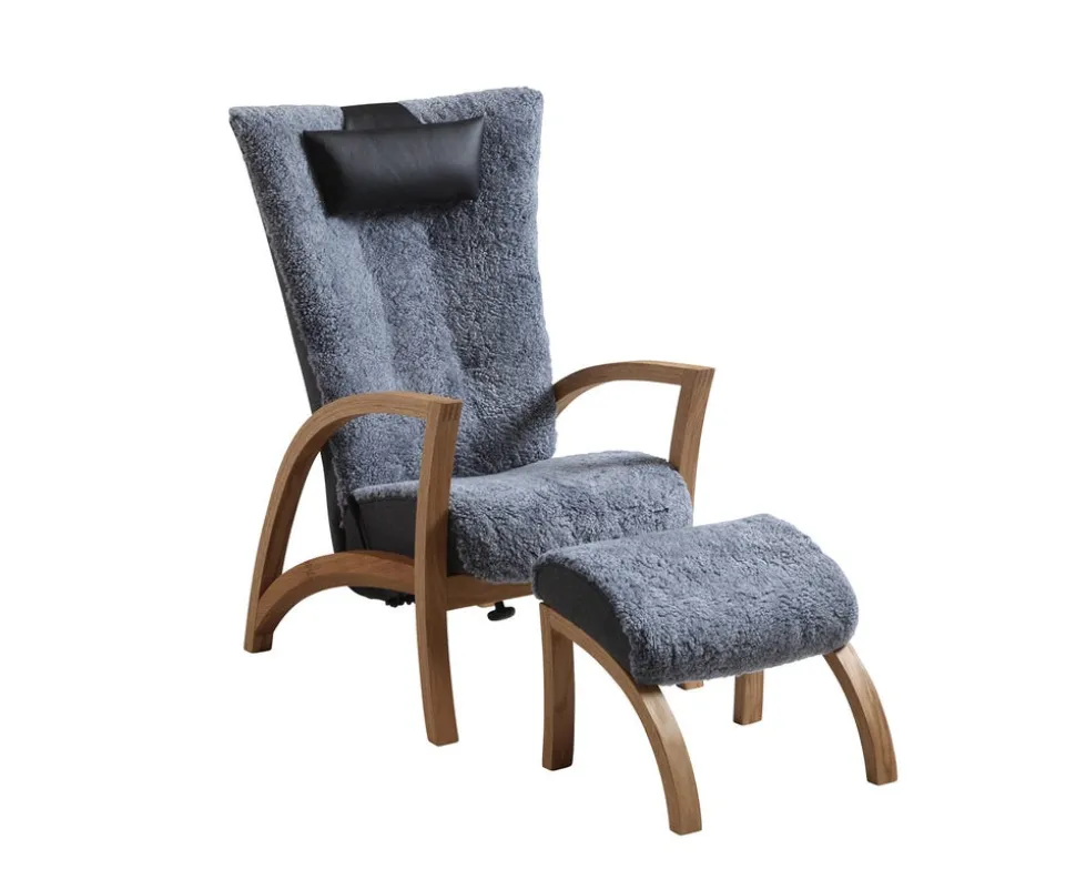 Focus Fårskinnsfåtölj med pall - Kampanj - Grey Large