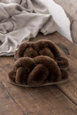 Gabriella Fårskinnstofflor Rusty Brown | Storlek 36
