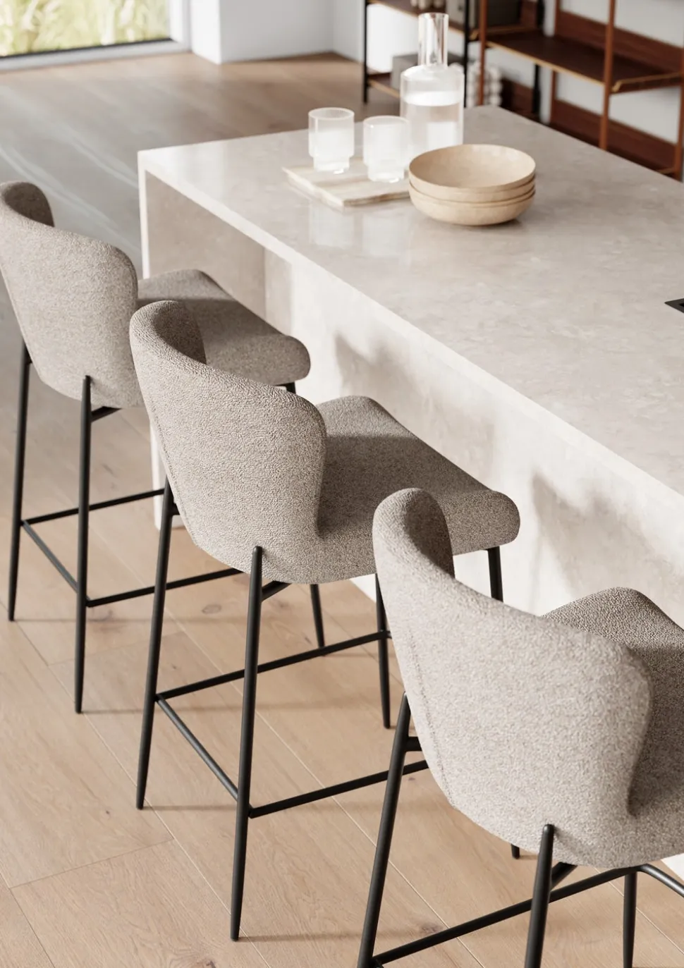 Glam Barstol SH78 | Tyg Simply Beige Bouclé