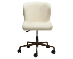 Glam Skrivbordsstol | Frosted Almond Bouclé | Antik mässing