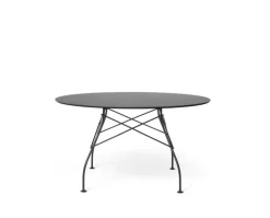 Glossy Bord Outdoor | D:128, Svart skiva, svarta ben