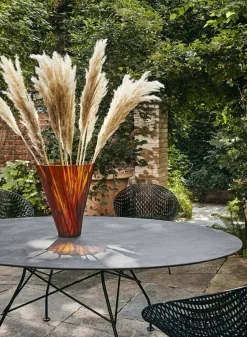 Glossy Bord Outdoor | D:128, Svart skiva, svarta ben