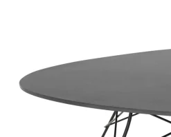 Glossy Bord Outdoor | D:128, Svart skiva, svarta ben
