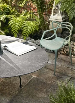 Glossy Bord Outdoor | D:128, Vit skiva, vita ben