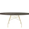 Glossy Matbord 192x118 | Aged bronze skiva, Guldben