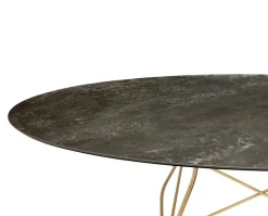 Glossy Matbord 192x118 | Aged bronze skiva, Guldben