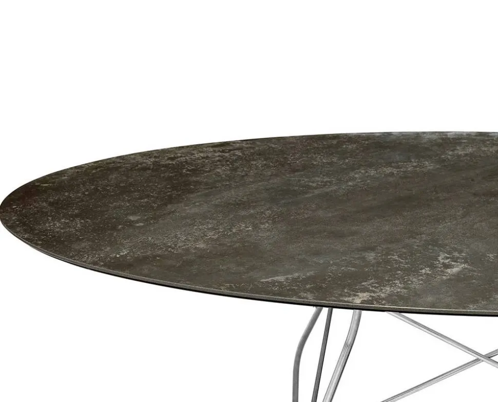 Glossy Matbord 192x118 | Aged bronze skiva, kromben