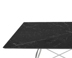 Glossy Matbord 118x118 | Svart marmor, Kromben