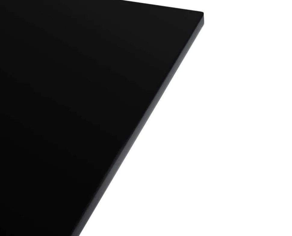 Glossy Matbord 130x130 | Svart skiva, Guldben