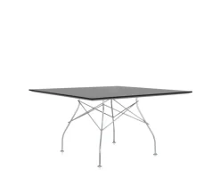 Glossy Matbord 130x130 | Svart skiva, kromben