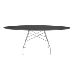 Glossy Matbord 192x118 | Svart skiva, kromben