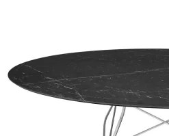 Glossy Matbord 192x118 | Svart skiva, kromben
