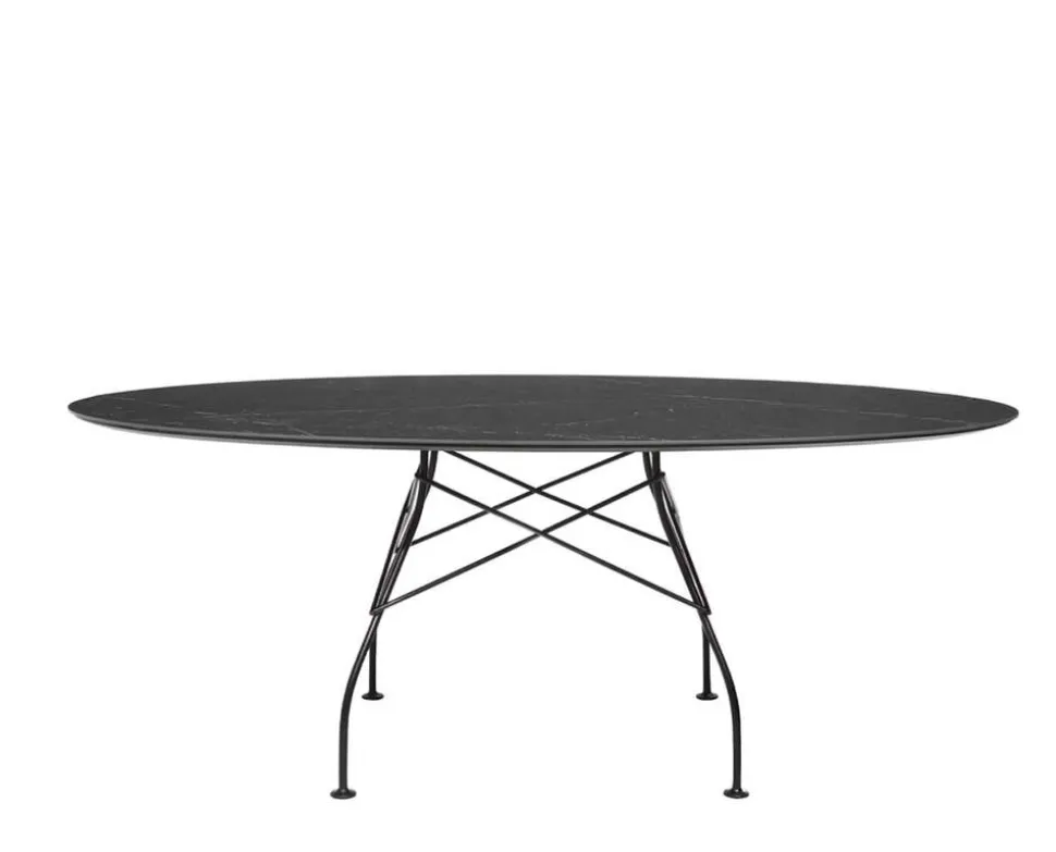 Glossy Matbord 192x118 | Svart skiva, Svarta ben