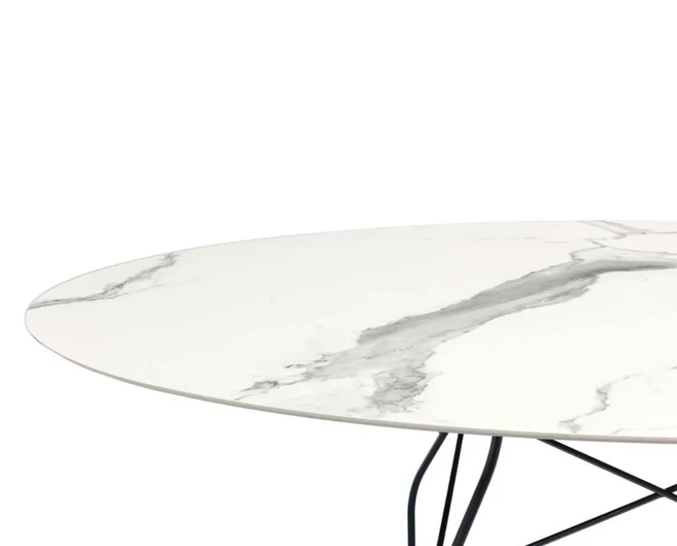 Glossy Matbord 192x118 | Vit skiva, svarta ben
