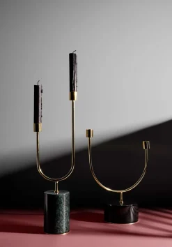 Grasil Ljusstake | Svart Marmor/ Guld