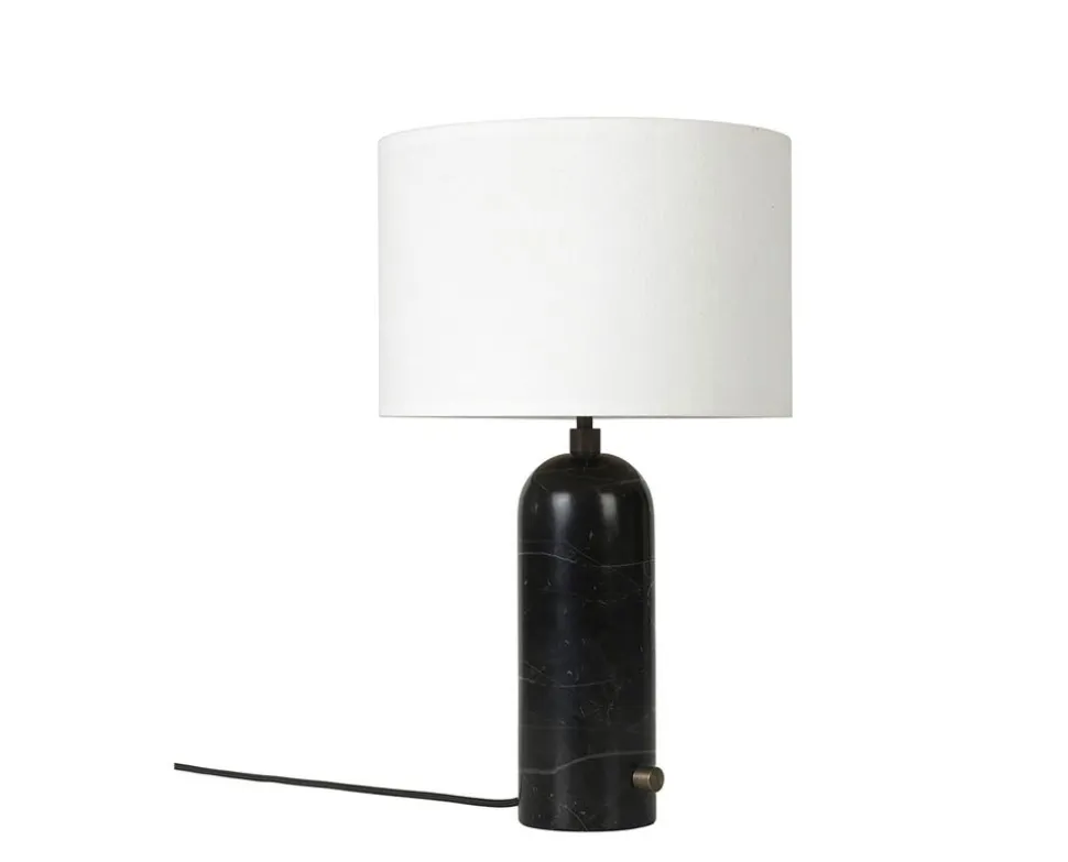 Gravity Bordslampa Small | Svart Marmor, Vit