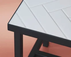 Herringbone Tile konsolbord Pure White | Svart