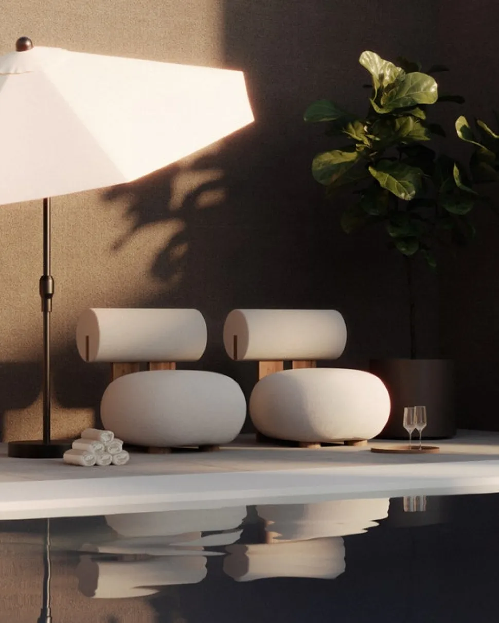 Hippo Lounge Chair Outdoor | Sunbrella Savane Coconut