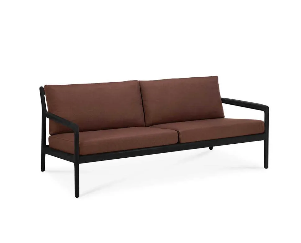 Jack Outdoor 2-sits Soffa | Svartlackad Teak, Burgundy