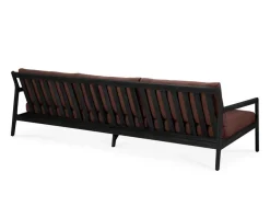 Jack Outdoor 3-sits Soffa | Svartlackad Teak, Burgundy
