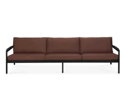 Jack Outdoor 3-sits Soffa | Svartlackad Teak, Burgundy