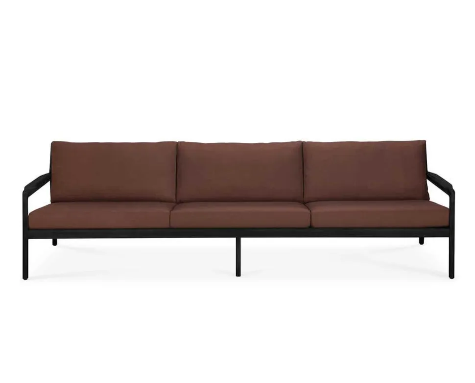 Jack Outdoor 3-sits Soffa | Svartlackad Teak, Burgundy