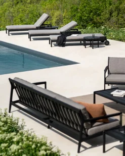Jack Outdoor 3-sits Soffa | Svartlackad Teak, Mocha