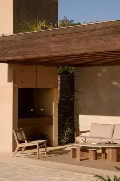 Jack Outdoor 2-sits Soffa | Svartlackad Teak, Natural