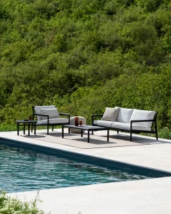 Jack Outdoor 2-sits Soffa | Svartlackad Teak, Natural