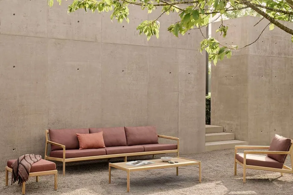 Jack Outdoor 3-sits Soffa | Teak, Burgundy