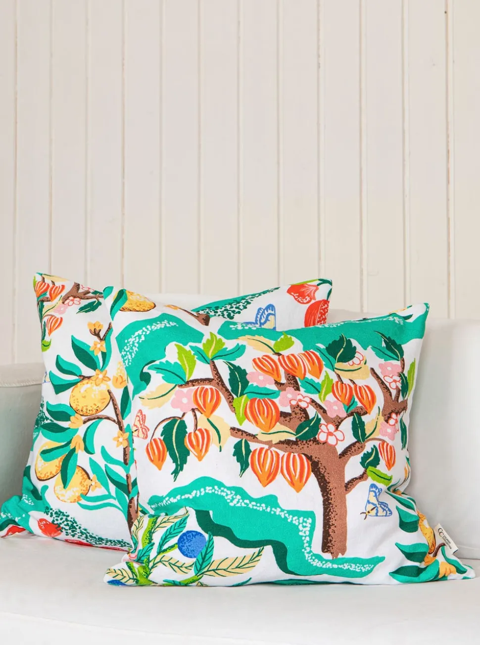 Kuddfodral Botanical Orange Vit