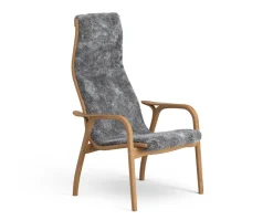 Lamino fåtölj Lackad bok | Fårskinn Scandinavian Grey