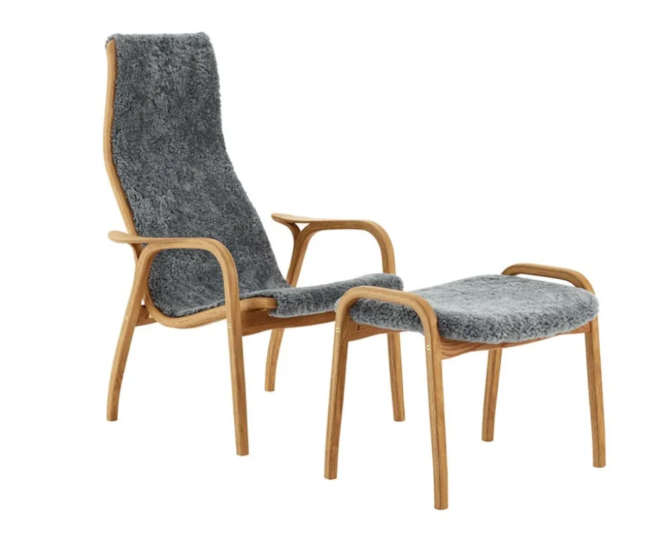 Lamino fåtölj + pall Oljad ek | Fårskinn Scandinavian Grey
