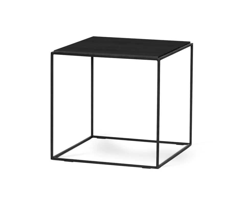 Lime Soffbord 50x50 | Svartbetsad ask | Svart metall