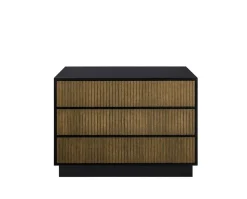 Line Byrå Burned Walnut/ Black | 3 Lådor med Sockel