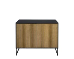 Line Skänk Burned Walnut/ Black | 2 Dörrar