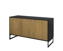 Line Skänk Burned Walnut/ Black | 3 Dörrar