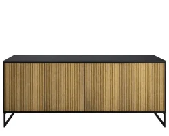 Line Skänk Burned Walnut/ Black | 4 Dörrar