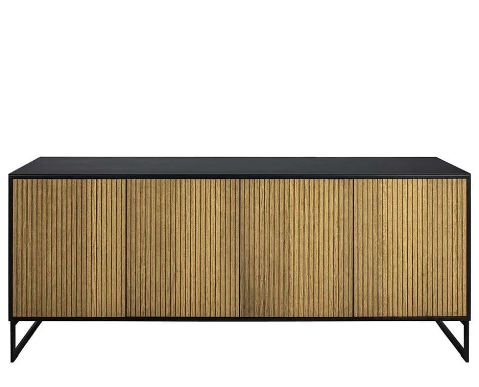 Line Skänk Burned Walnut/ Black | 4 Dörrar