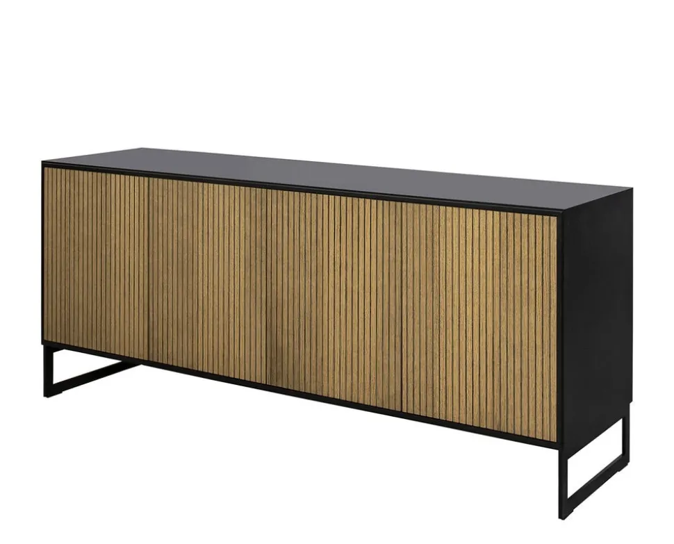 Line Skänk Burned Walnut/ Black | 4 Dörrar