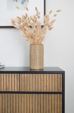 Line Skänk Burned Walnut/ Black | 3 Dörrar 3 Lådor