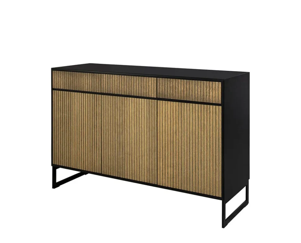 Line Skänk Burned Walnut/ Black | 3 Dörrar 3 Lådor