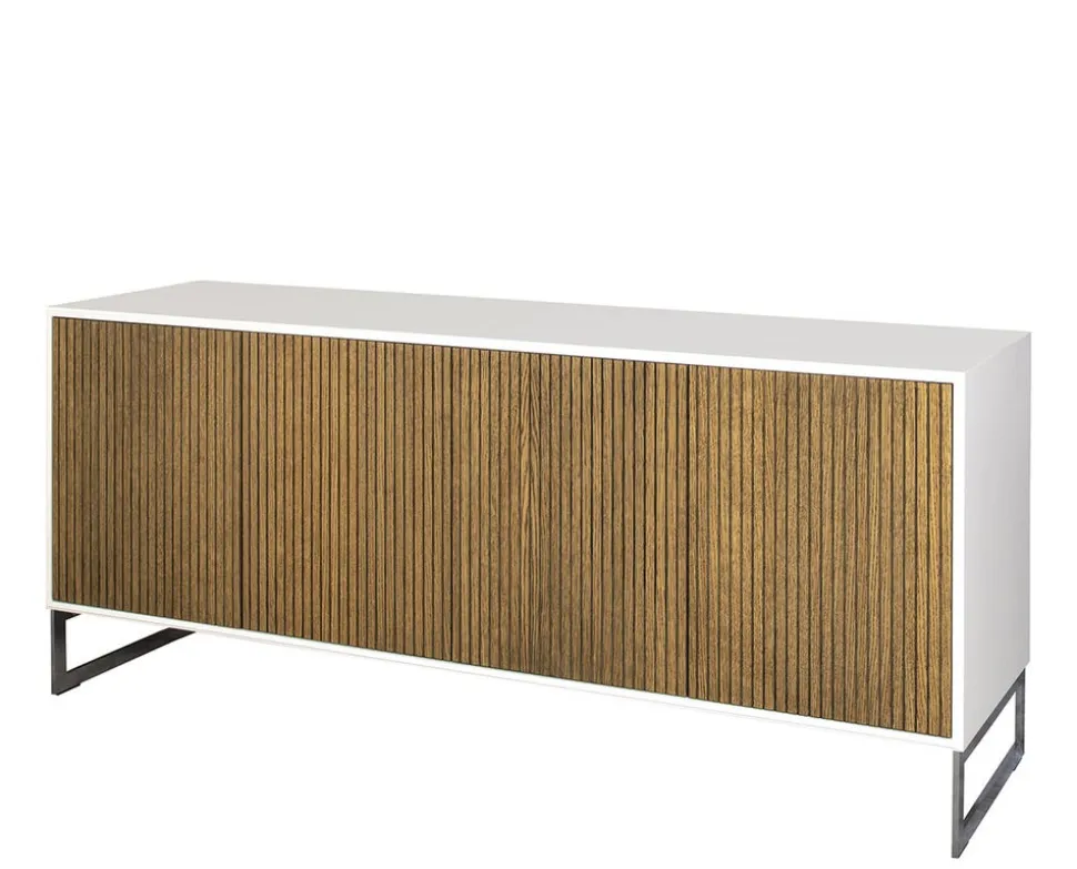 Line Skänk Burned Walnut/ White | 4 Dörrar