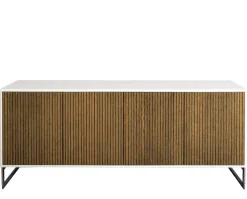 Line Skänk Burned Walnut/ White | 4 Dörrar