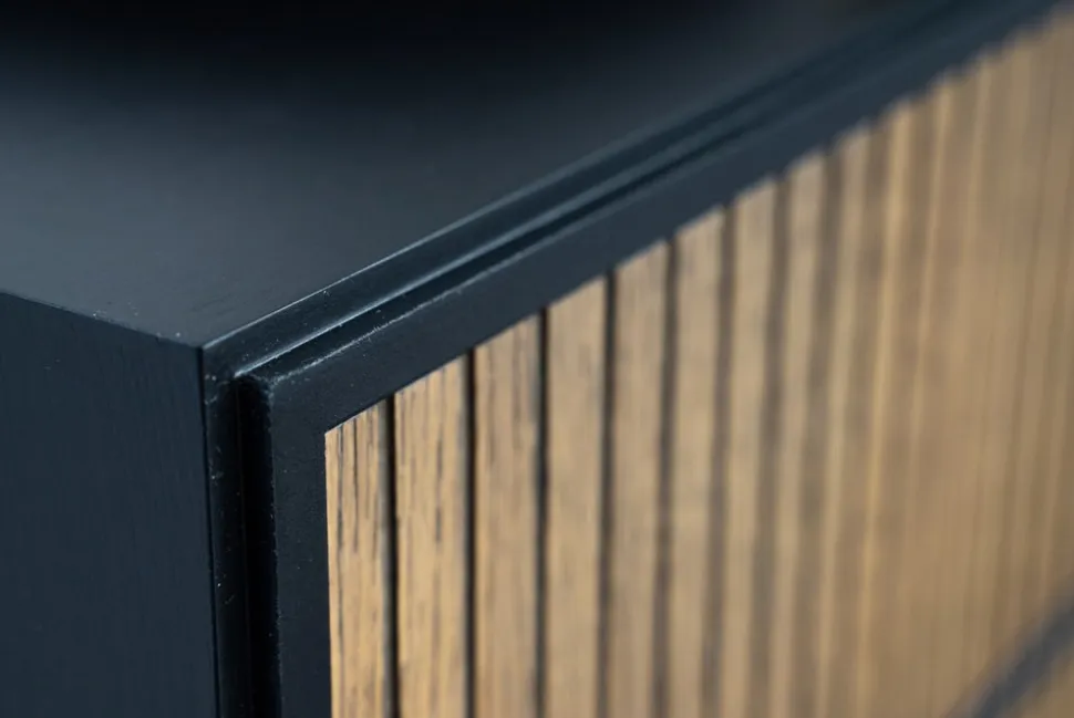 Line Skänk Burned Walnut/ White | 2 Dörrar 2 Lådor med Sockel