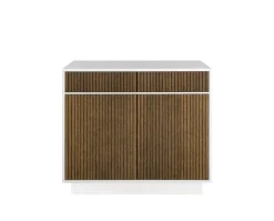 Line Skänk Burned Walnut/ White | 2 Dörrar 2 Lådor med Sockel