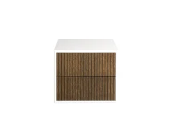 Line Sängbord Burned Walnut/White Vägghängd