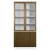 Line Vitrinskåp Burned Walnut/ White med Sockel