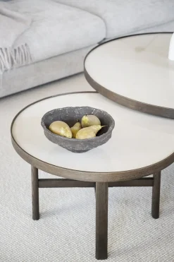 Marsden Soffbord Ø90 | Keramik / Brunlackad Ek