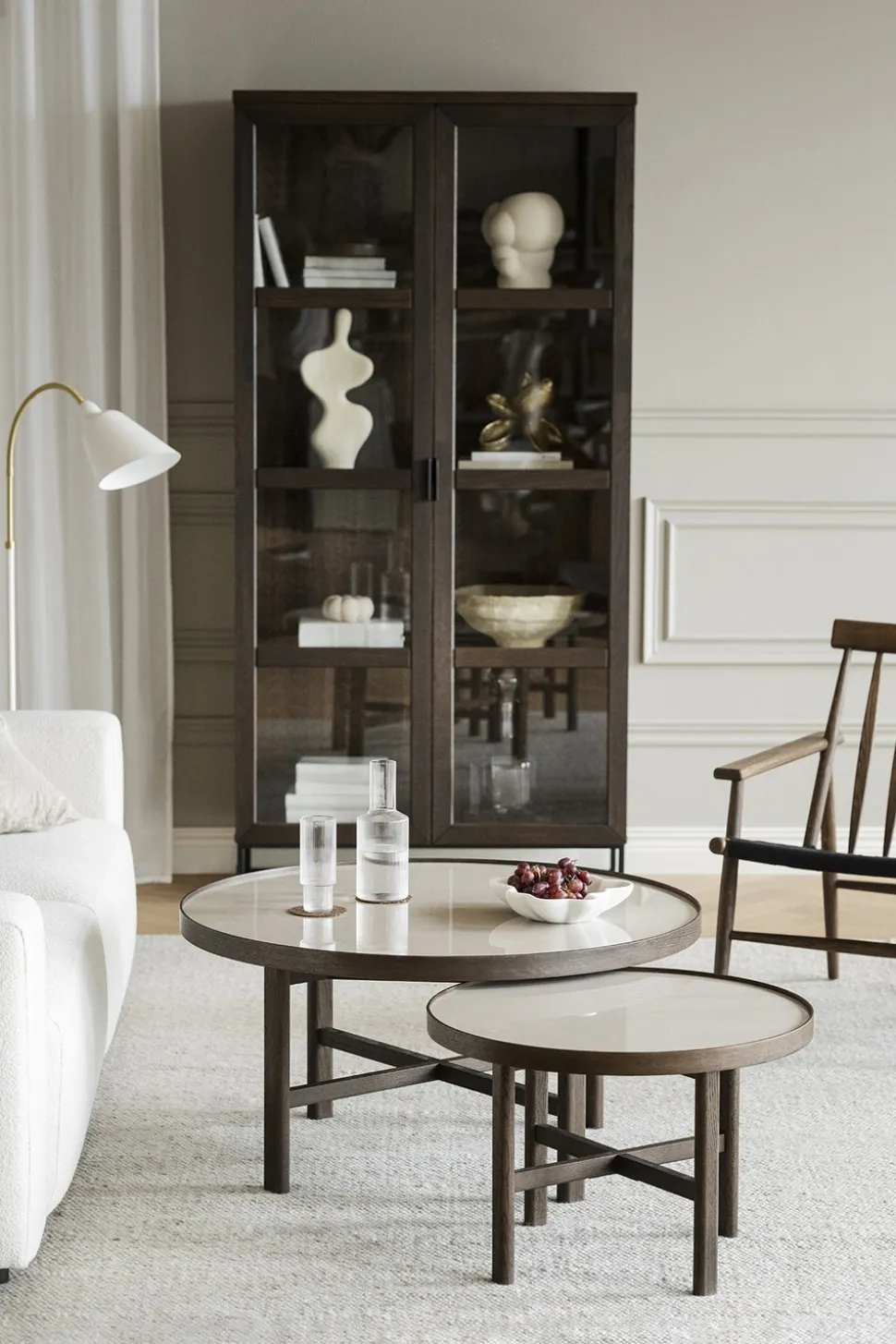 Marsden Soffbord Ø90 | Keramik / Brunlackad Ek